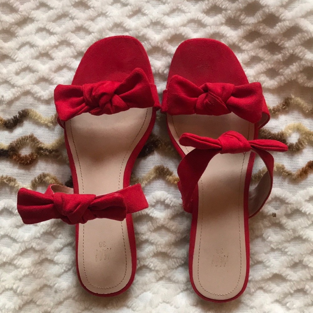 H&M red bow sandals